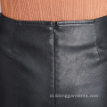 Sexy Pu Leather A-Line ketidakteraturan rok ventilasi
